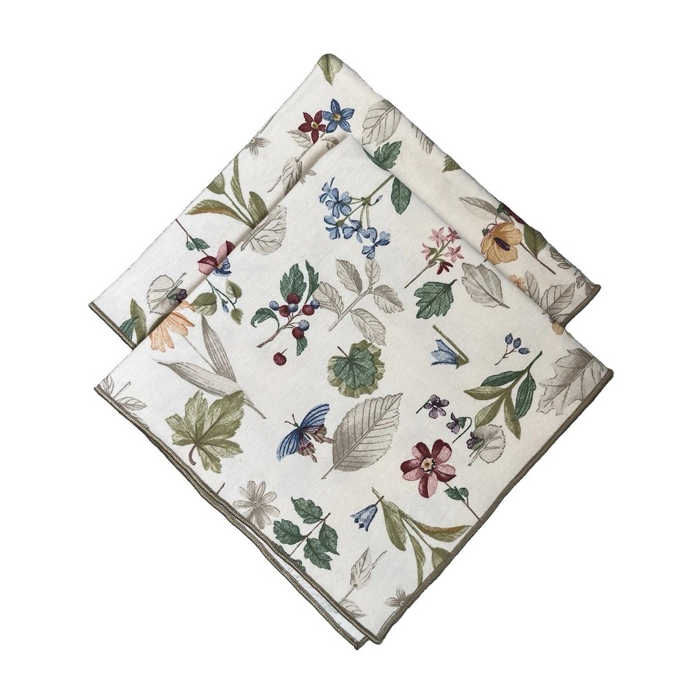 Longaberger Botanical Fields NAPKINS Set of Two Hemmed Edge
